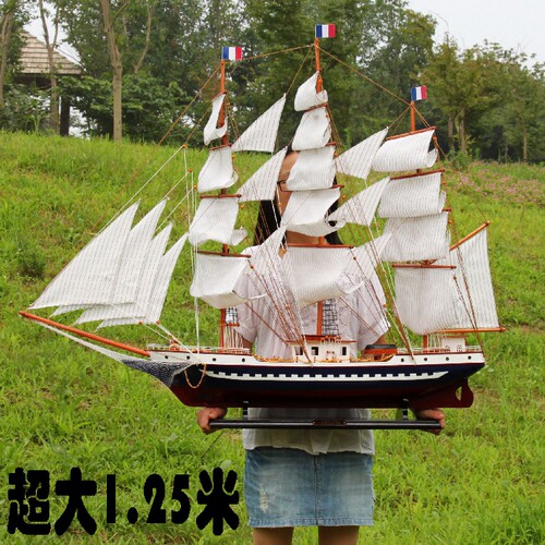 帆船模型一帆风顺海军胜利号帆船摆件实木质木制船舶地中海装饰品 - 图1