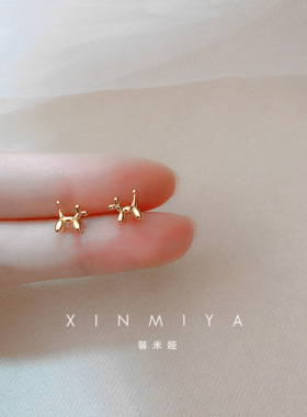 精致立体木马耳钉女纯银个性耳环