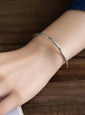 古法纯银手镯小众足银999女