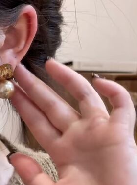 思慕琦琥珀流光锆石珍珠耳环