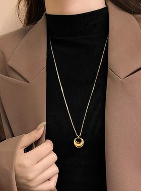 金色秋冬毛衣链女轻奢高级感