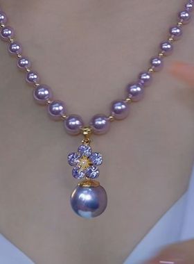 思慕琦水钻仿珍珠圆珠链女花卉