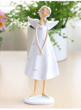 田园风树脂母女天使店铺搁板摆件