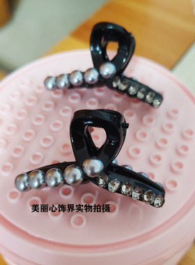 灰色珍珠水钻小抓夹女2025新款高级感发夹前额刘海夹侧边夹子发饰