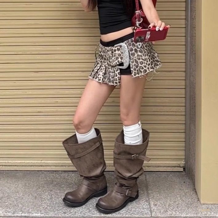 韩版小众设计大筒围堆堆过膝长靴2025冬季新款圆头高筒显瘦骑士靴,淘宝优惠券,粉丝福利购,淘宝优惠卷