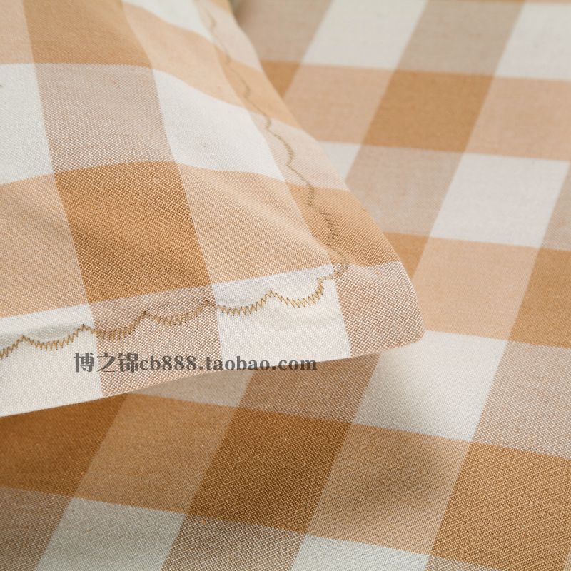 精品纯棉枕套一对100%全棉四季加厚粗布格子条纹格子信封式枕头套-图2