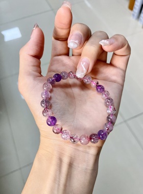 天然老矿彩色超七手串