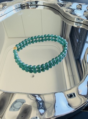 A货危料精致翡翠冰晴绿圆珠手链珠卡5mm冰糯种水好