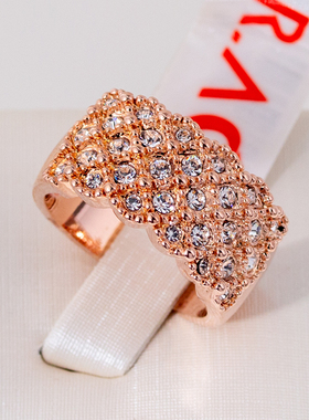 伊泰莲娜丽晶红苹果品牌系列女士满钻戒指奢华大牌宽面指环男JZ19