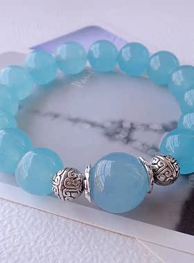 海蓝宝天然玉髓水晶手链