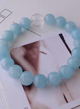 海蓝宝天然白玛瑙手链