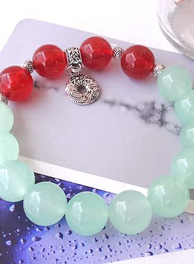 天然绿玉髓红玛瑙手链