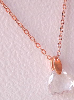 饰品玫瑰金色桃心颈链水晶吊坠