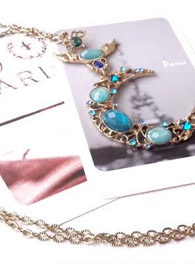 星辰复古浅金色月亮吊坠