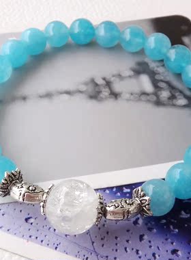 天然白色水晶手链包邮