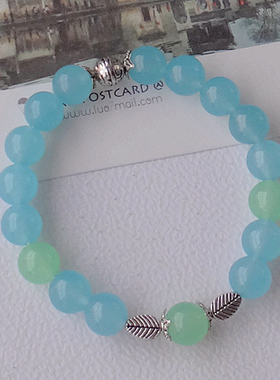 浅绿色玉髓水晶手链包邮