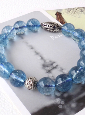 天然深海蓝色水晶手链