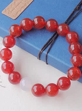 天然玛瑙白色水晶手链包邮