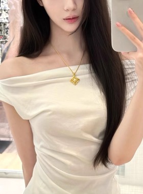 新中式拉丝十字金刚杵项链