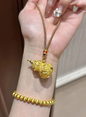 新中式复古镂空藤蔓葫芦吊坠项链