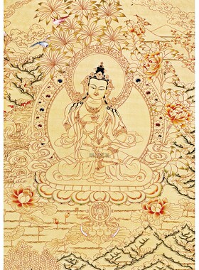 唐卡描金菩萨线稿手绘静心diy