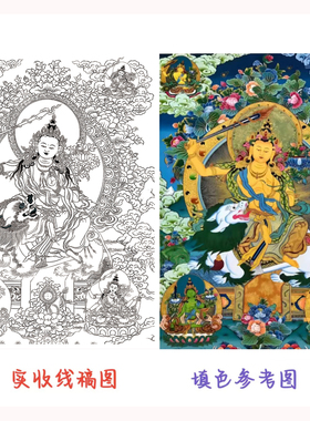 自画唐卡佛像描金自画佛像描金