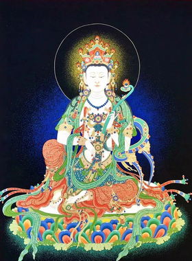 西藏手绘唐卡描金线稿diy新中式
