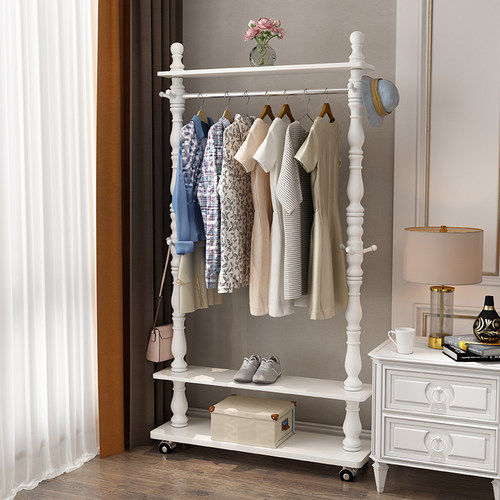 欧式衣架落地衣帽架实木门厅卧室鞋架置物架一体客厅时尚挂衣架子 - 图1