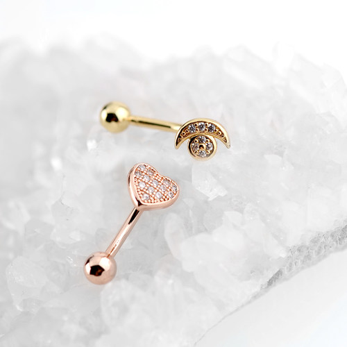 rook钉爱心星星镶嵌耳骨钉眉钉穿刺个性钛钢防过敏日韩网红流行款 - 图1