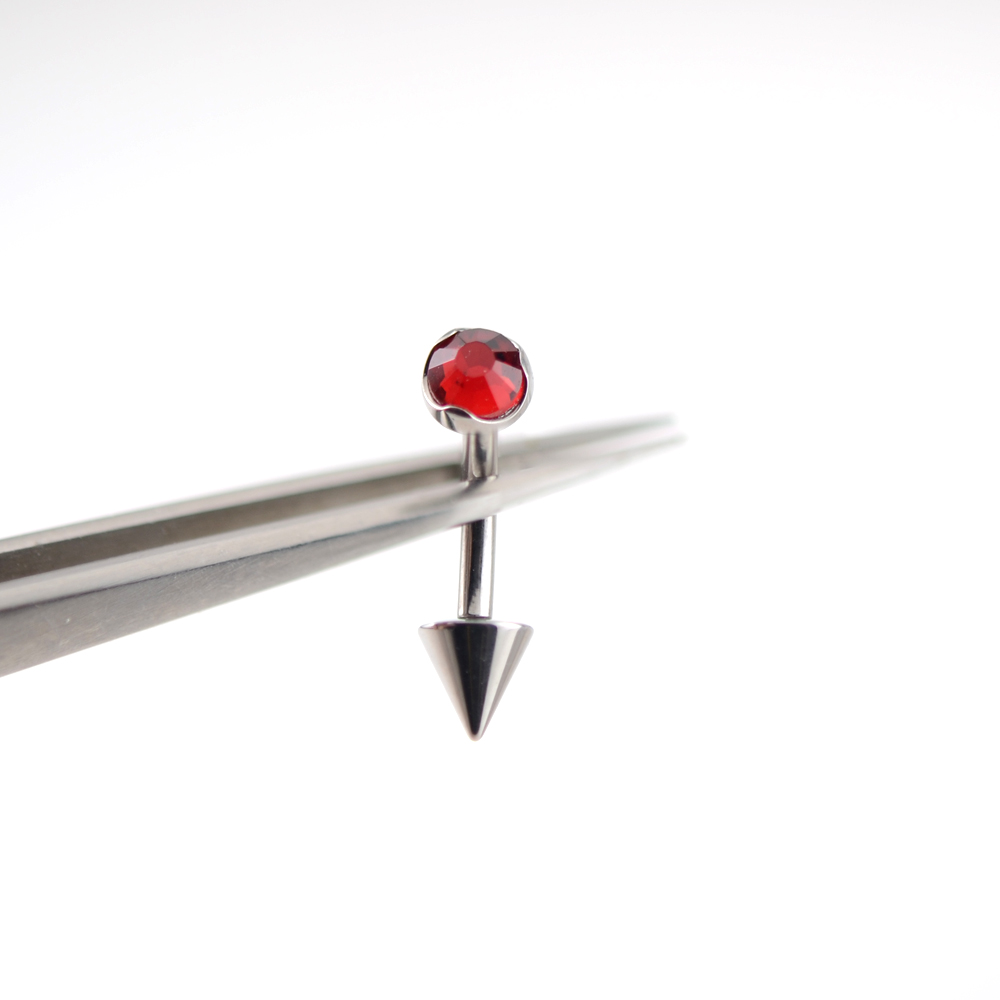 恶魔ROOK钛合金尖刺眉钉弯杆精致彩色锆石耳钉小众轻奢气质耳环女 - 图3