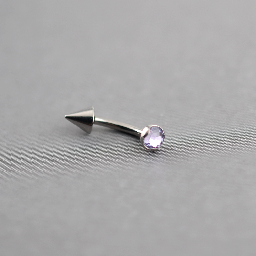 恶魔ROOK钛合金尖刺眉钉弯杆精致彩色锆石耳钉小众轻奢气质耳环女 - 图1