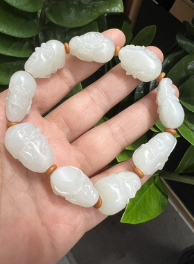 籽料白玉转运18罗汉手串男女款玉石手链珠宝雕刻玉器手饰