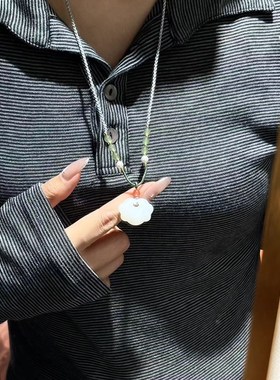 平安锁吊坠项链云朵锁