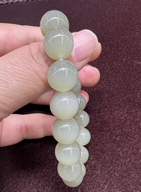 新疆和田玉且末料晴水冰猫手串 卡12