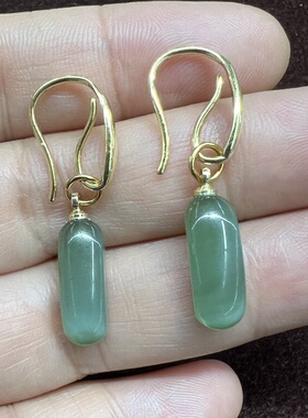 和田玉碧玉猫眼耳环吊坠 多用途