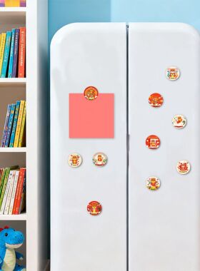 软萌治愈新年祝福语冰箱贴中国云南非遗瓦猫水晶玻璃软磁白板贴片