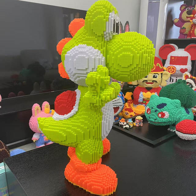 70cm huge fire-breathing dragon adult decompression building block ornament