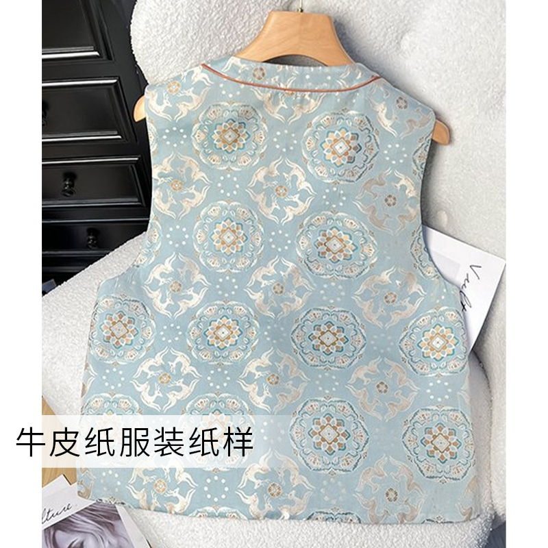 沪小鹿纸样 新中式宋锦气质百搭马甲裁剪图缝纫做衣服样板 CX276 - 图0