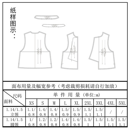 沪小鹿纸样 新中式国风偏襟马甲宋锦国风外套印花马甲上衣 CX087 - 图2