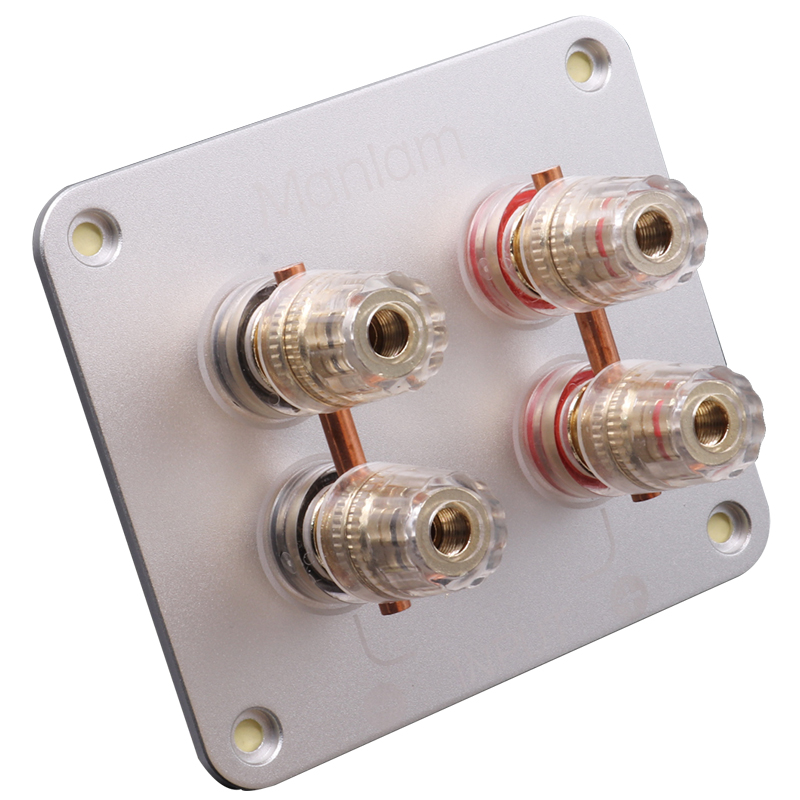 4位方形纯铜免焊音箱接线盒板HiFi音响DIY配件接线柱尺寸92*80