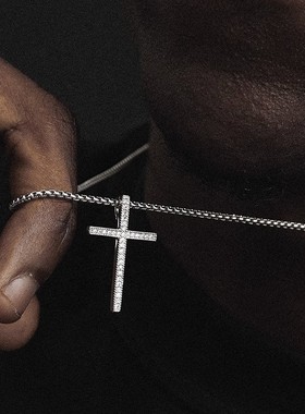 热销美式镶钻小十字架钻石项链