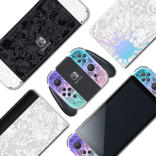 适用Switch贴纸SwitchOLE贴膜喷射战士3限定保护痛配件猫爪摇杆帽 - 图3