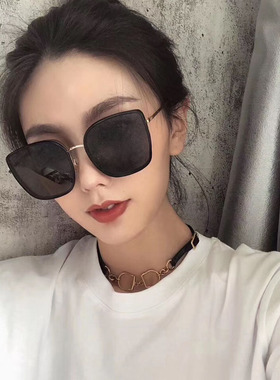 墨镜街拍时尚方框网红圆脸度假