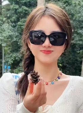 防紫外线方形复古女尼龙片太阳镜