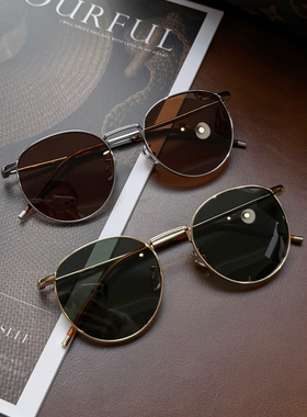 韩版金属偏光圆框防紫外线墨镜