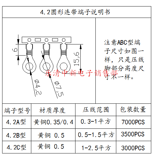 4.2圆形连带接线片4.2圆环端子4.2圆型接地片7000只/盘厂家直销-图0