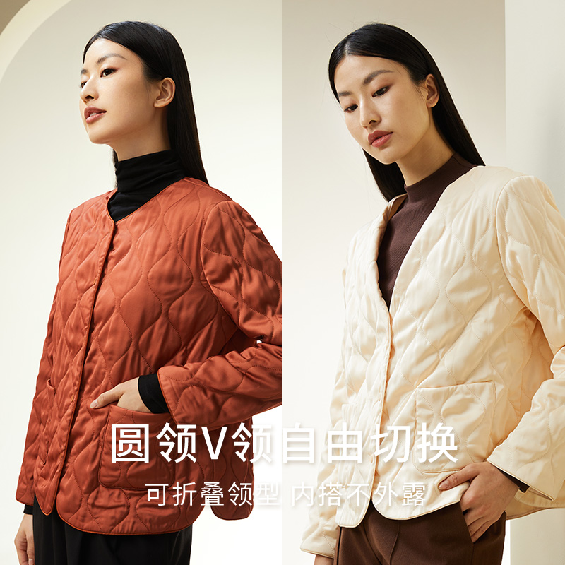 100%桑蚕丝填充保暖背心长袖棉袄女厚款丝绵可外穿外套上衣金三塔