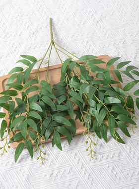 仿真5叉把束柳叶装饰绿植摆件