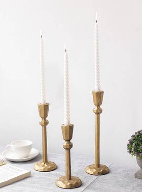 法式简约厚重铸铁金色烛台摆件家居客厅餐厅餐桌氛围感气氛装饰品