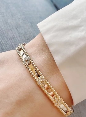 公价13.9万】99新梵克雅宝18K玫瑰金万花筒钻石手镯正品尺码咨询